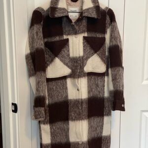 Abercrombie & Fitch Plaid Teddy Jacket in Brown and Cream